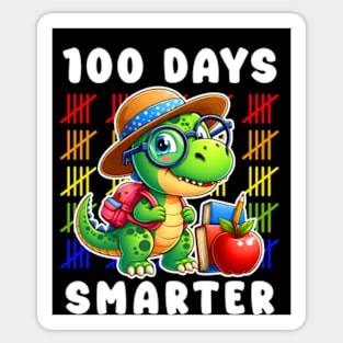 Cute Dinosaur 100 Days Smarter 100th Day Of School Students Teacher Sticker